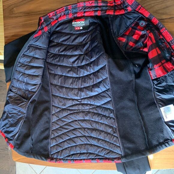 Karbon outdoor active jacket, black red check, body con, EUC, Sz M - Picture 4 of 13
